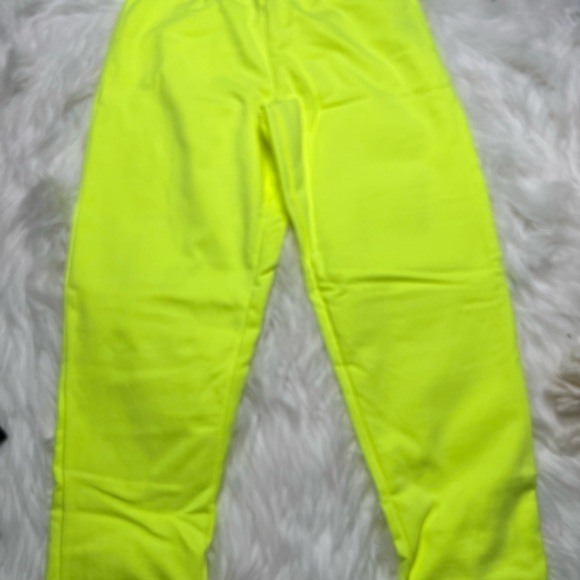 IDEOLOGY girls neon yellow sweatpants with pink string tie. NWT - Picture 2 of 6